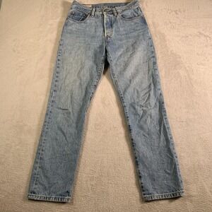 Levis 501 Jeans Womens Size 27x28 Light Wash Button Fly Premium Italian Denim‎